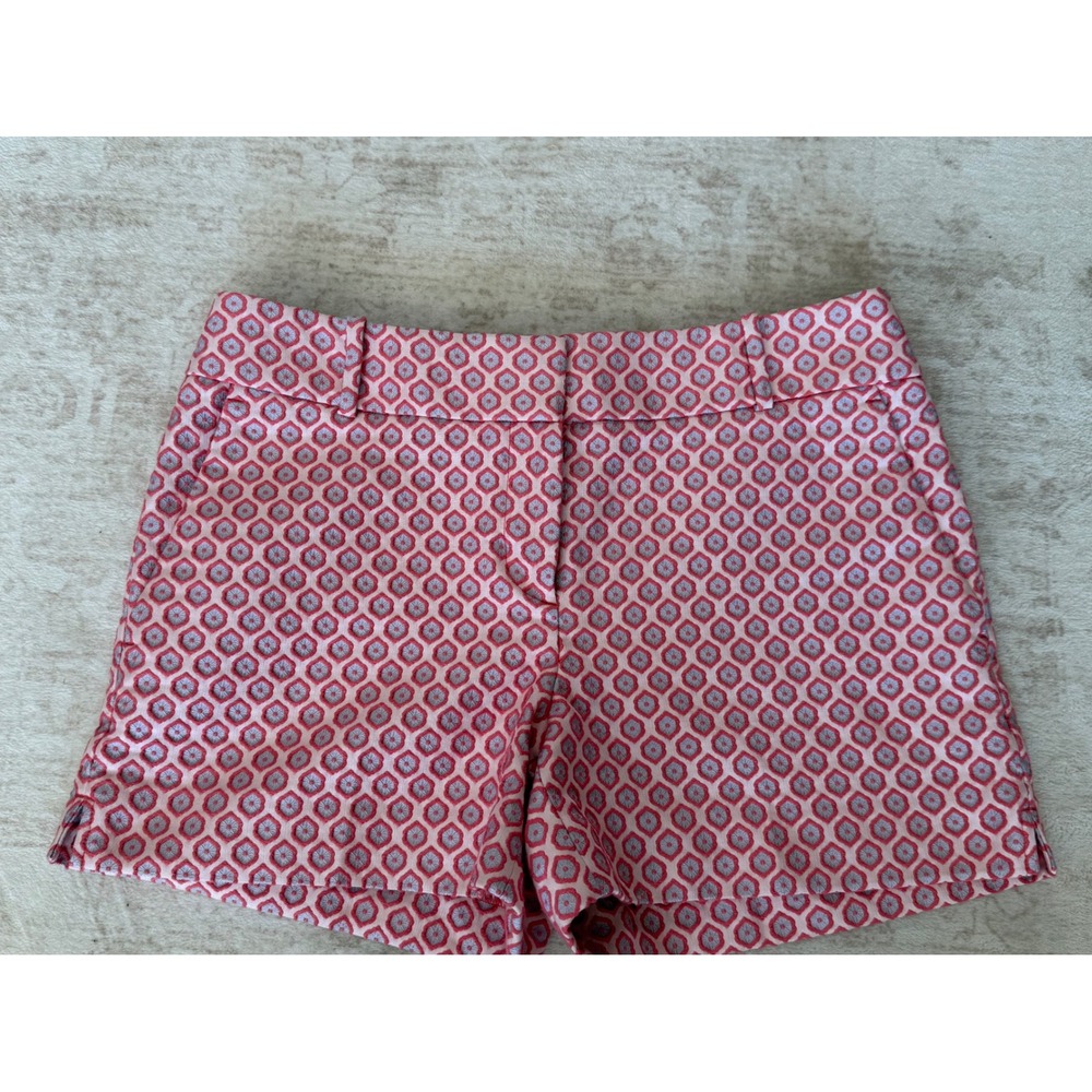 Ann Taylor Loft The Riviera Short Pink Blue Geometric Jacquard Size 4